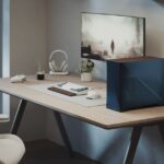 A wide shot of a home office set up with a desktop PC.